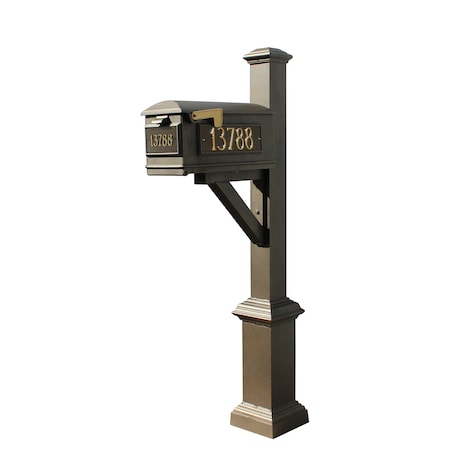 Qualarc Mailbox, (3 Cast Plates) Square Base & Pyramid Finial, (Bronze) WPD-SB1-S7-LM-3P-BRZ